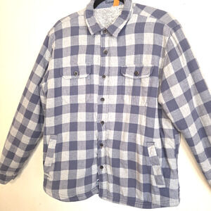 Tailor Vintage Blue Shirt Mens Sz L Shacket Sherpa Checkered Outdoor Lined